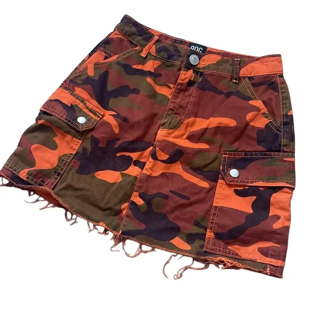Urban Outfitters Orange & Olive Camo Mini Skirt